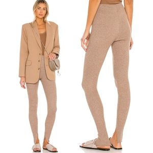 Lovers + Friends dana cashmere wool slit ribbed knit tan leggings